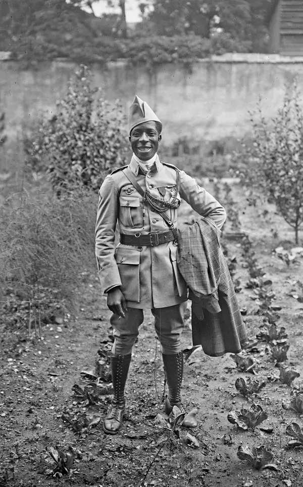 Eugene Bullard in Paris (Picpus), July 4, 1917, an Agence Rol press photo