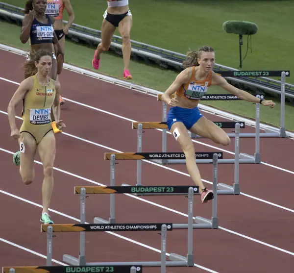 Femke Bol in the 400-meter hurdles heats, Budapest, August 21, 2023