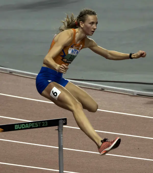 Femke Bol in the 400-meter hurdles final, Budapest, August 24, 2023 (not the mixed relay)