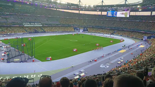 The Stade de France during the Olympic athletics, August 2, 2024, the day before the mixed relay final