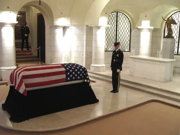 Frank Buckles lying in state in the Memorial Amphitheater chapel, Arlington National Cemetery, March 15, 2011
