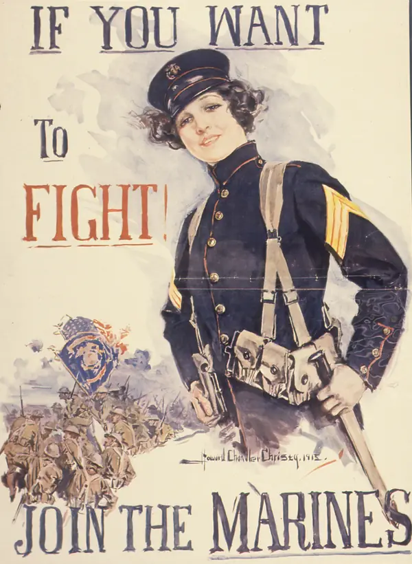 “If You Want to Fight! Join the Marines,” recruiting poster by Howard Chandler Christy, about 1915–17