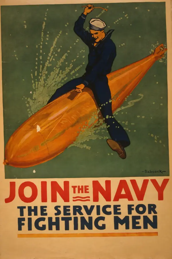 “Join the Navy, the Service for Fighting Men,” recruiting poster by Richard Fayerweather Babcock, 1917