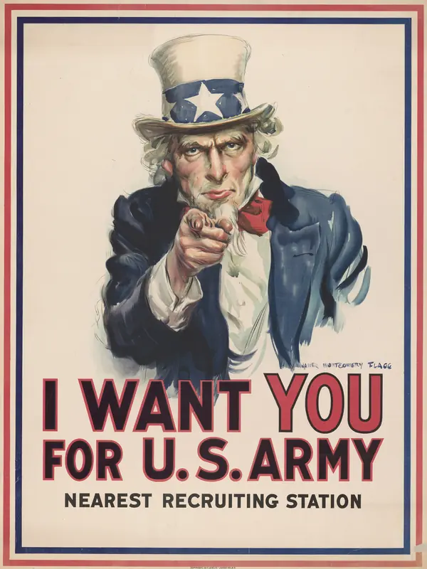 “I Want You for U.S. Army,” recruiting poster by James Montgomery Flagg, 1917
