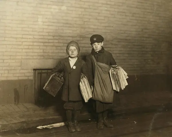 A ten-year-old bootblack and newsboy and a friend, Providence, November 24, 1912 (not Caprio)