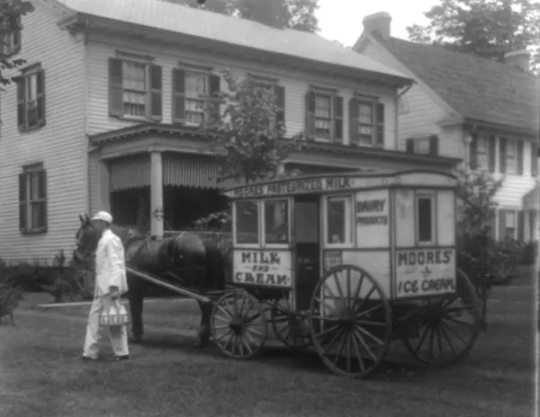 “Delivering Milk to City Homes,” a Keystone View Co. stereograph, about 1925 (not Caprio’s father)