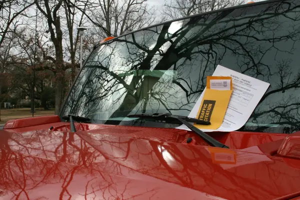 A parking ticket on a car in Durham, North Carolina, February 26, 2009 (not the 1985 case)