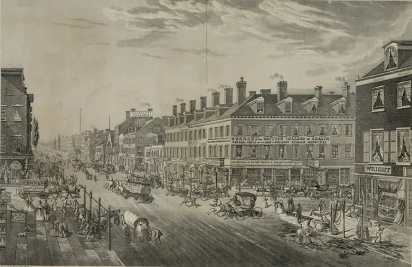 Broadway, New-York, etching by T. Hornor, 1836