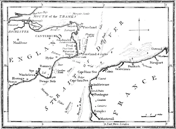 The Strait of Dover, from a chart published by Joyce Gold, 1816