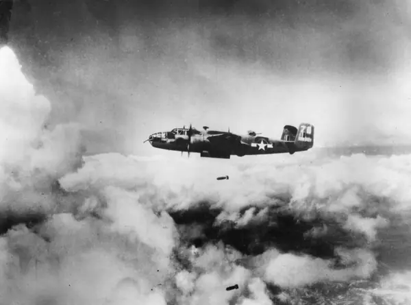 A B-25 Mitchell bombing, November 29, 1943 (not the strike he stopped)
