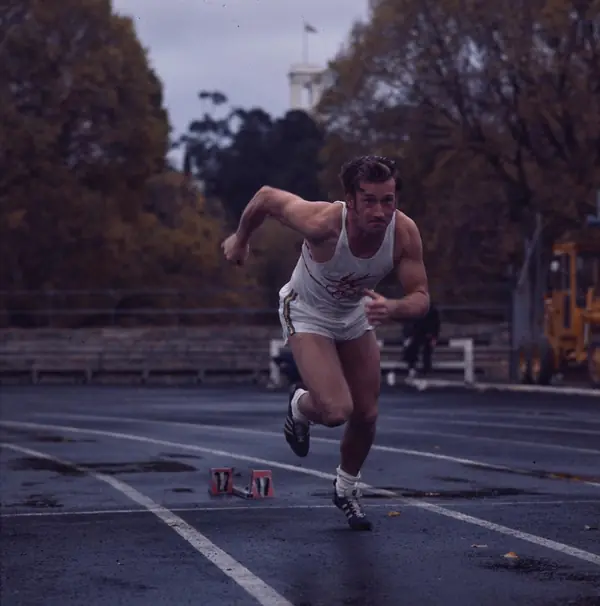 Peter Norman sprinting out of the blocks, 1970 (cropped; not 1968)