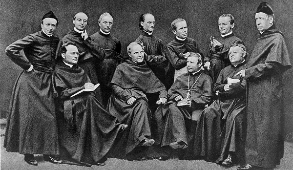 Mendel among his fellow friars, about 1862 (cropped)