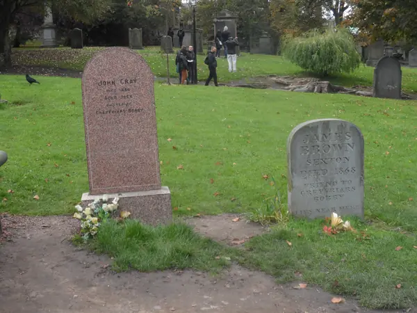 John Gray’s headstone, put up later by American admirers, beside James Brown’s stone, Greyfriars Kirkyard, 2019