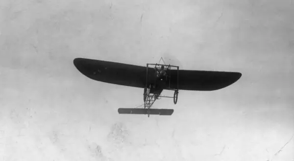 Louis Blériot’s monoplane in flight, 1909, the same type of plane (not hers)
