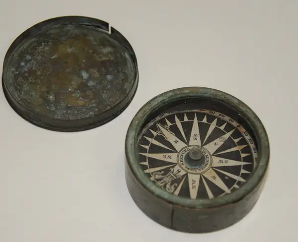A 19th-century pocket compass from USS Constitution (not her compass)