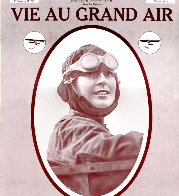 Harriet Quimby in her Channel flying suit on the cover of La Vie au Grand Air, April 27, 1912