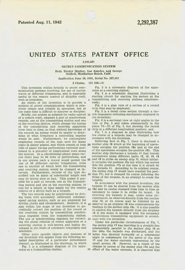 Patent Case File No. 2,292,387, Secret Communication System, Inventors Hedy Kiesler Markey and George Antheil - DPLA - 128f022cfd9421aa10de72958a7edf90 (page 8)