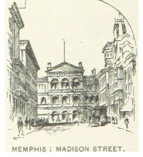 Madison Street, Memphis, from King’s Hand-book of the United States, 1891 (cropped)