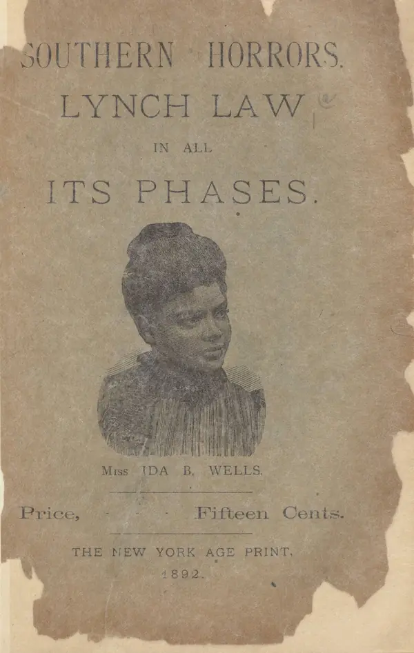 The cover of Southern Horrors: Lynch Law in All Its Phases, 1892 (cropped)