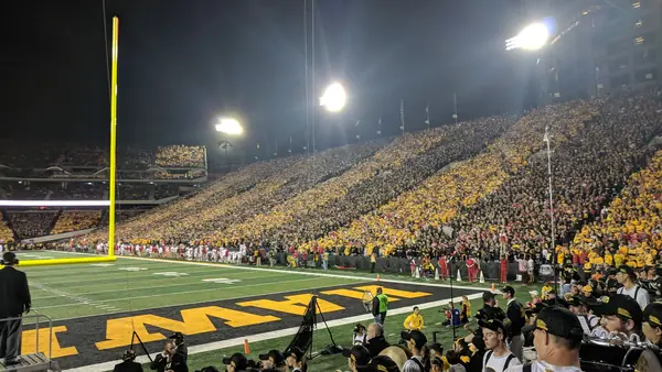 Kinnick Stadium’s east stands at the Wisconsin night game, September 22, 2018 (not during the wave)