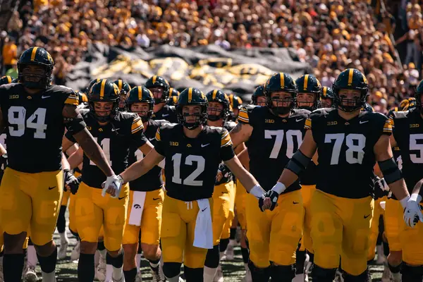 Iowa’s players take the field before the Iowa State game, Kinnick Stadium, September 7, 2024 (not 2017)