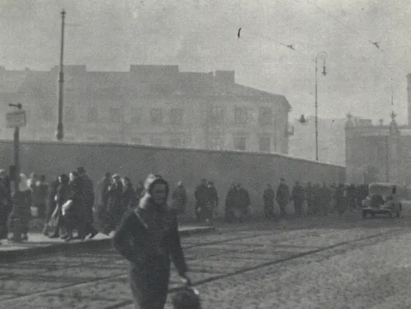 Warsaw Ghetto wall at the edge of Plac Żelaznej Bramy