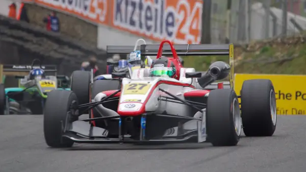 Jann Mardenborough in his Formula Three car, number 27, at Brands Hatch, May 18, 2013 (not the film)