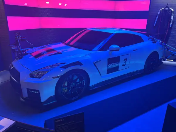 A Nissan GT-R used in filming Gran Turismo, on display, June 2, 2023 (not a film still)
