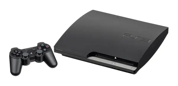 A PlayStation 3 console with its controller (not his)