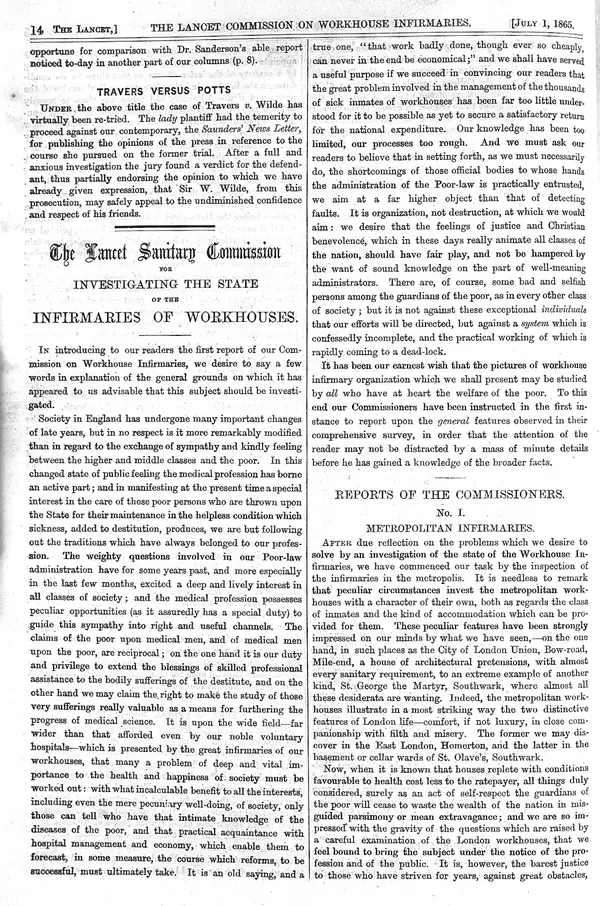 A page of The Lancet, July 1, 1865 (not the 1855 editorial or the 2013 correction)
