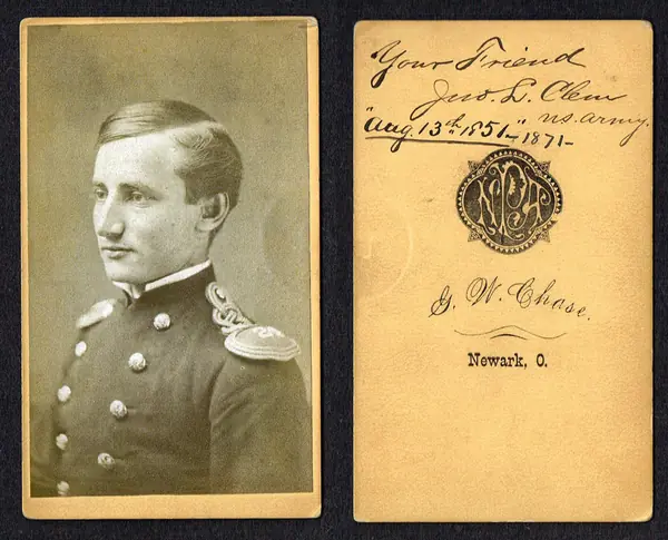 Lt. John L. Clem, carte de visite by G. W. Chase, Newark, Ohio, inscribed “Your Friend Jno. L. Clem, U.S. Army” and 1871 (front and back)