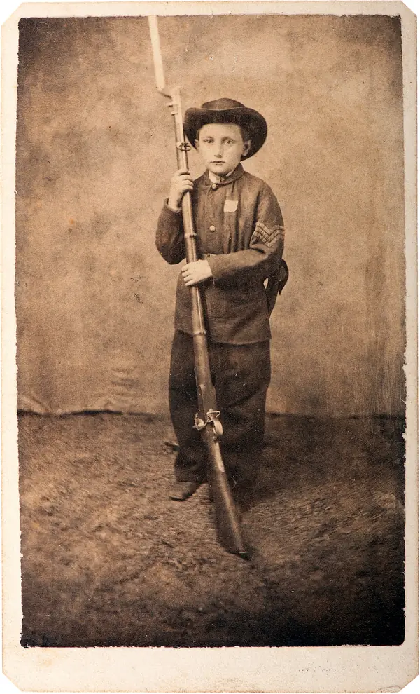 Sergeant Clem with a rifle and bayonet, carte de visite by George G. Rockwood, New York, 1860s