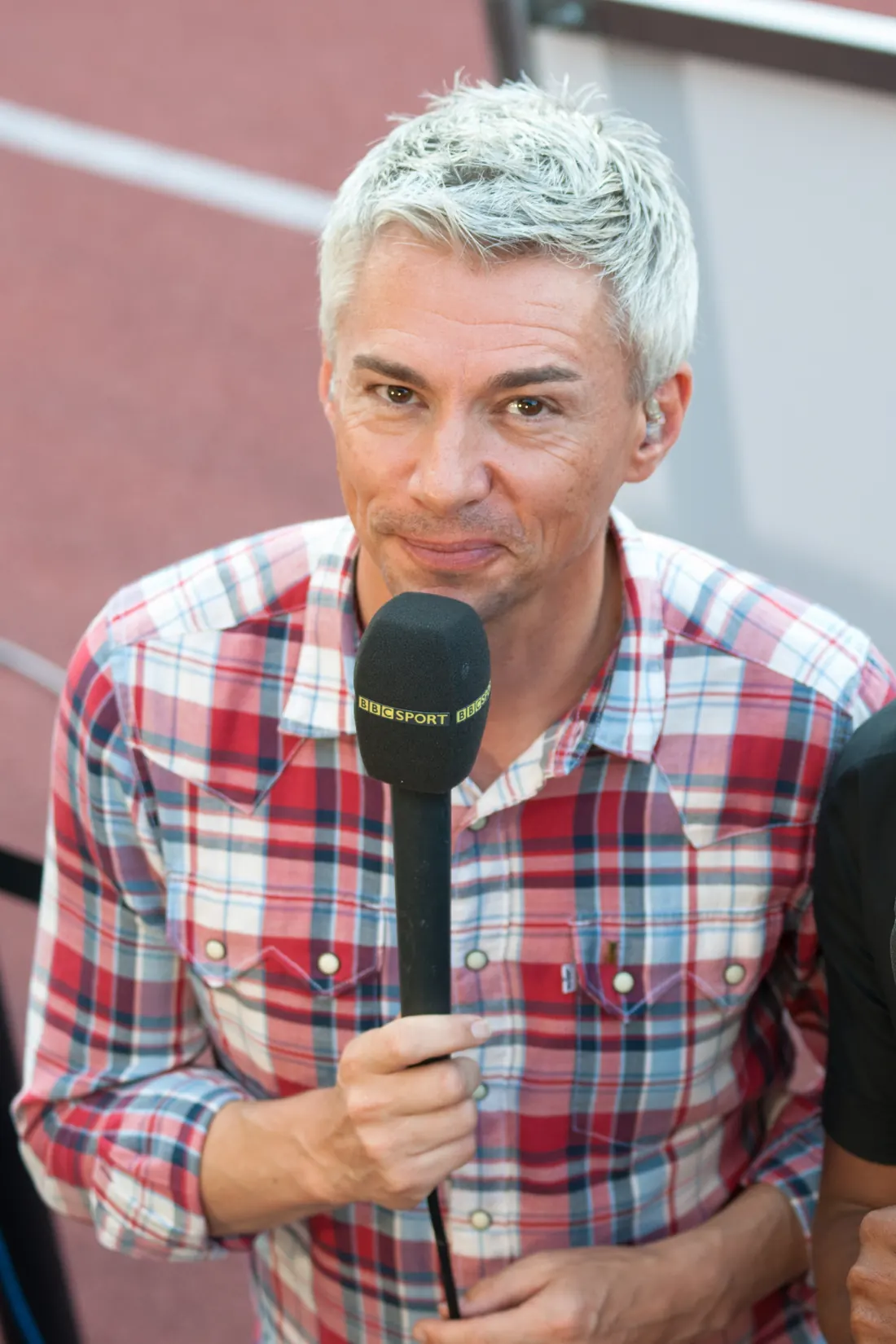 Jonathan Edwards presenting at Athletissima, Lausanne, August 23, 2012