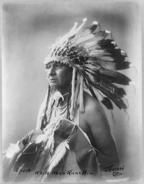White Man Runs Him, his step-grandfather and one of Custer’s scouts, photographed by Richard Throssel