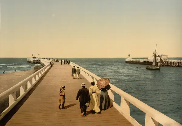 The entrance to the port of Ostend, Belgium, a Detroit Publishing Co. photochrom, 1890s (not 1886)