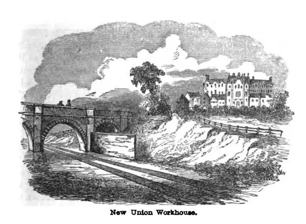 The Leicester Union Workhouse as first built, an engraving from The Midland Counties’ Railway Companion, 1840 (rebuilt on the same site in 1850–51)