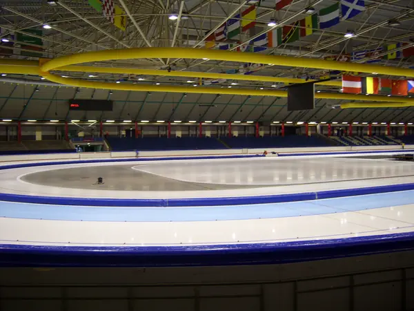 The empty ice and a turn at the old Thialf, Heerenveen, March 26, 2012 (not the 2025 trials or her fall)