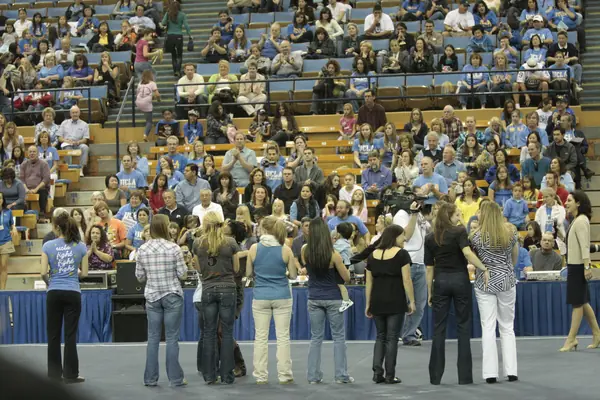 Valorie Kondos Field (“Miss Val”), at the right edge, at a UCLA gymnastics meet in Pauley Pavilion, Los Angeles, March 14, 2010 (before Ohashi’s UCLA years)