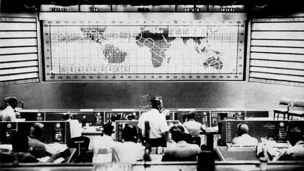 Mercury Control Center during Mercury-Atlas 6 mission 1962