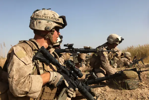 Marines of Golf Company, 2nd Battalion, 9th Marines in a firefight in Marjah, October 30, 2010 (not the November 21 attack)