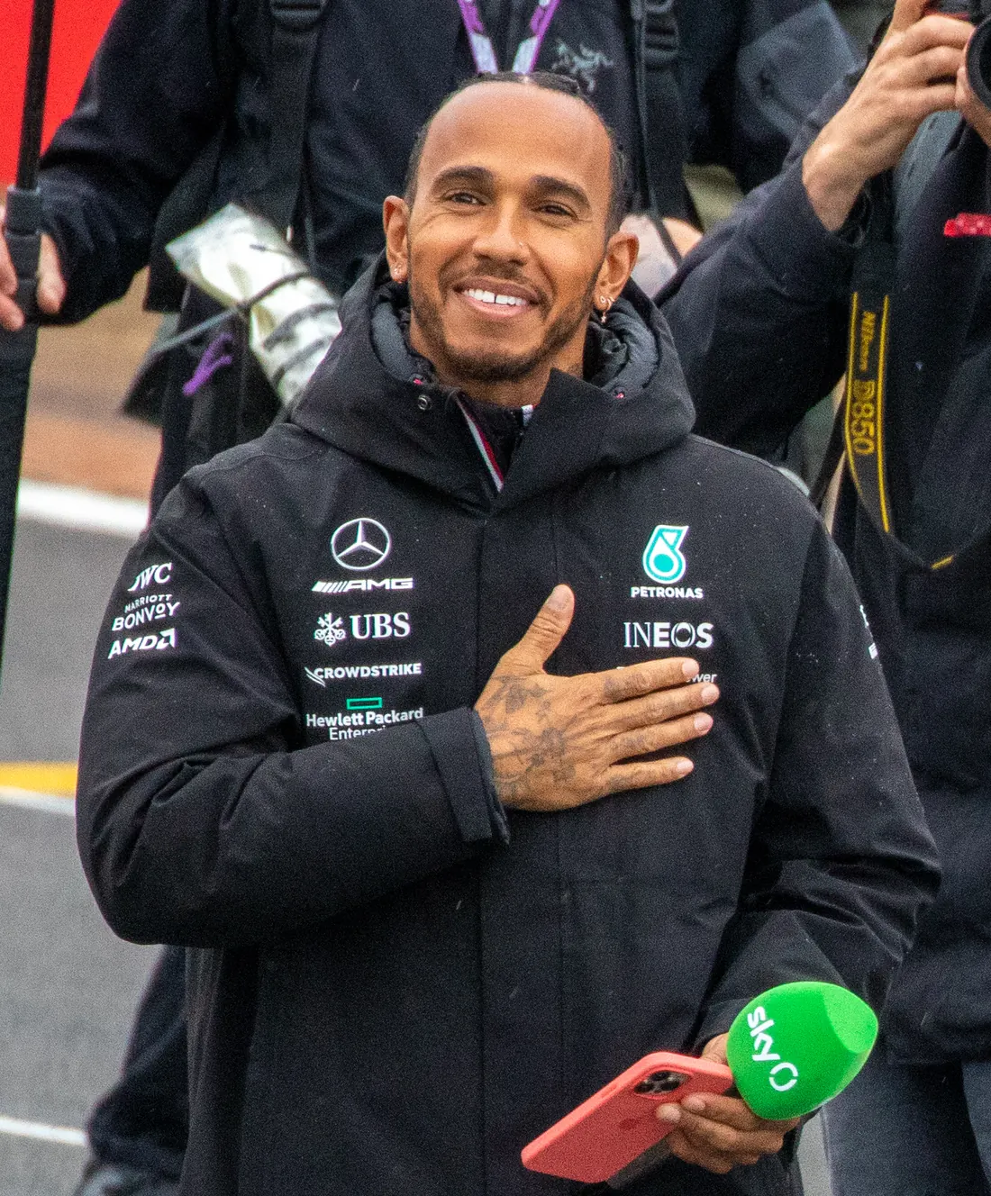 Lewis Hamilton at the British Grand Prix, Silverstone, June 30, 2022 (cropped; not Brazil)
