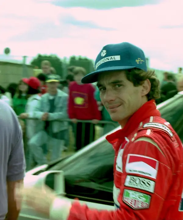 Ayrton Senna in the paddock before the British Grand Prix, Silverstone, July 1993