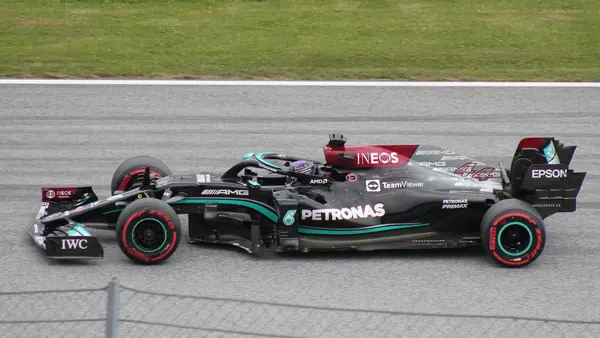 His Mercedes W12 from the side, Red Bull Ring, July 2, 2021 (not Brazil)