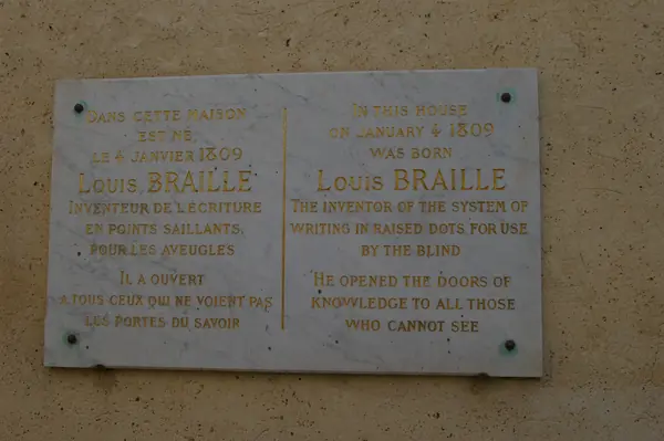 The plaque on Louis Braille’s birth house, Coupvray, 2009