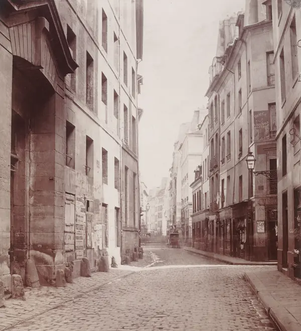 Rue Saint-Victor, Paris, where the institute stood, photographed by Charles Marville in 1865–68, after the school had left (cropped)