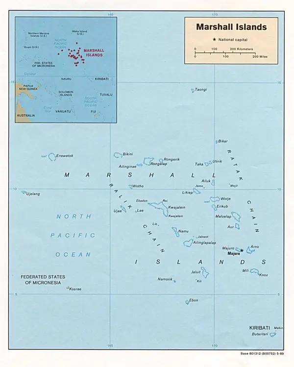 Map of the Marshall Islands, where Zamperini and Phillips were taken prisoner