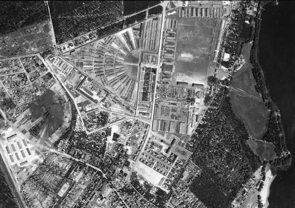 Sachsenhausen concentration camp from the air, an RAF reconnaissance photo, May 20, 1943