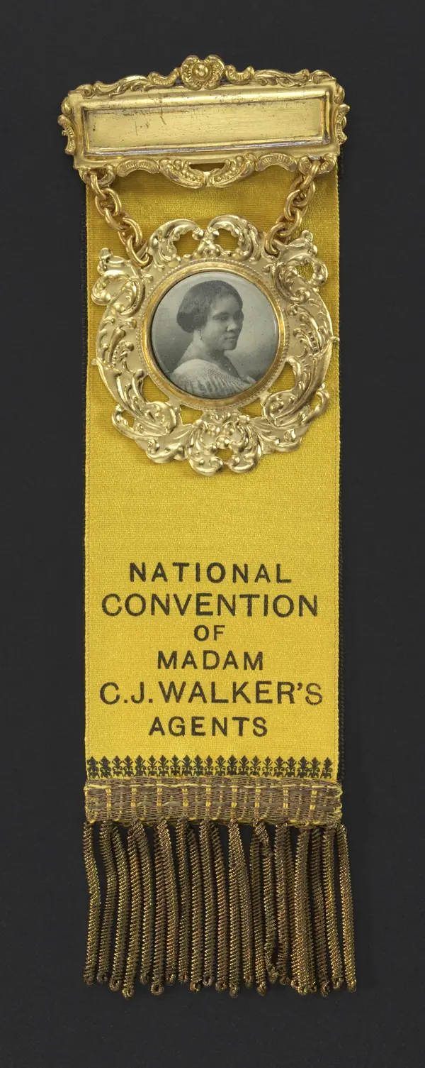 Badge from the National Convention of Madam C. J. Walker’s Agents, 1917, with her portrait