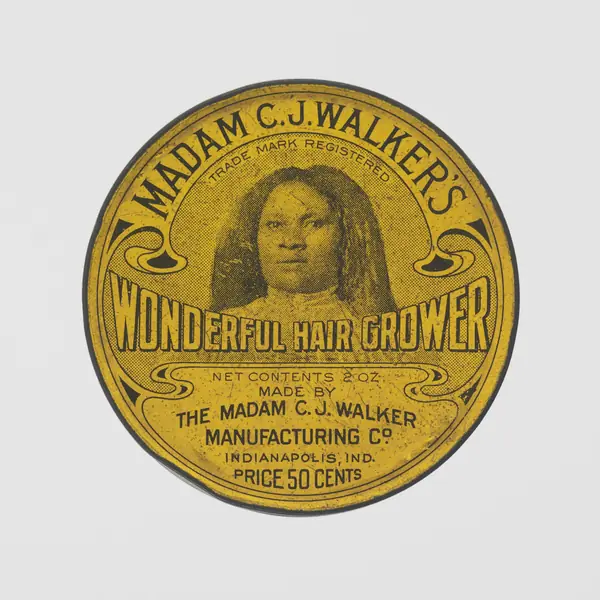 A tin of Madam C. J. Walker’s Wonderful Hair Grower, 1910s–1920s