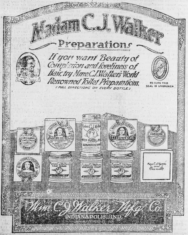 “Madam C.J. Walker—Preparations,” an advertisement in The New York Age, January 17, 1920 (after her death)